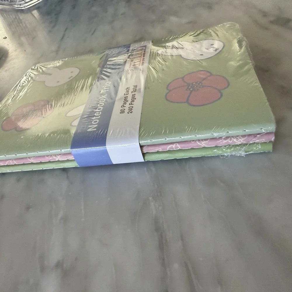 NEW Miffy‎ Green Pink Floral Notebook Trio 3 Pack Journals 80 Lined Pages Each